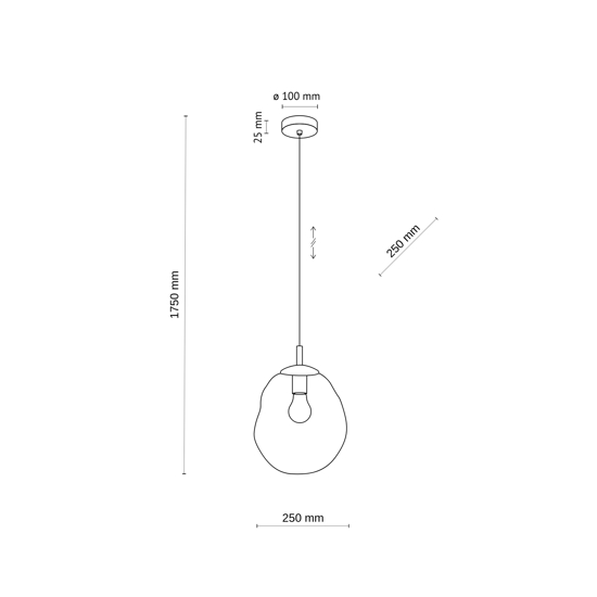 Lampada a sospensione sfera in vetro cognac 25cm design moderno